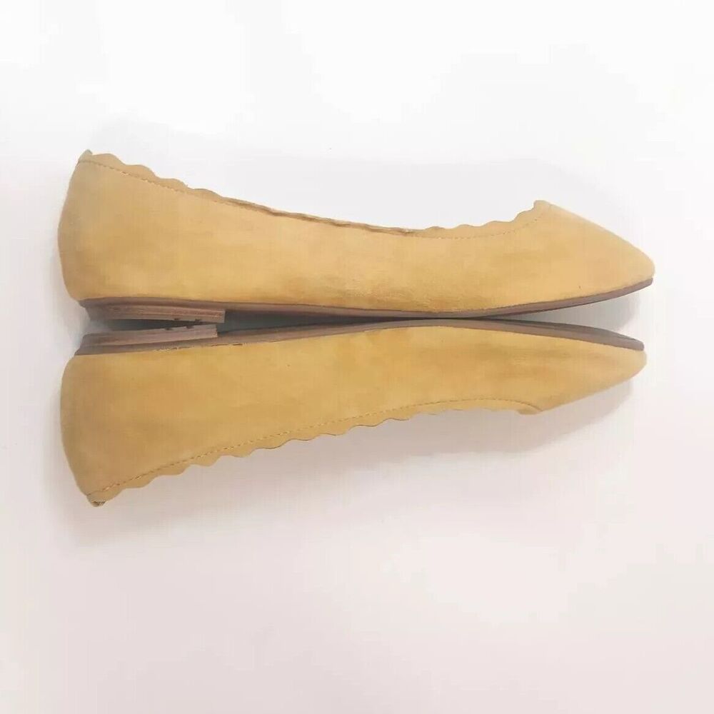 Crown Vintage Weslyn Yellow Soft Suede Scalloped Ballet Flats Size 9.5